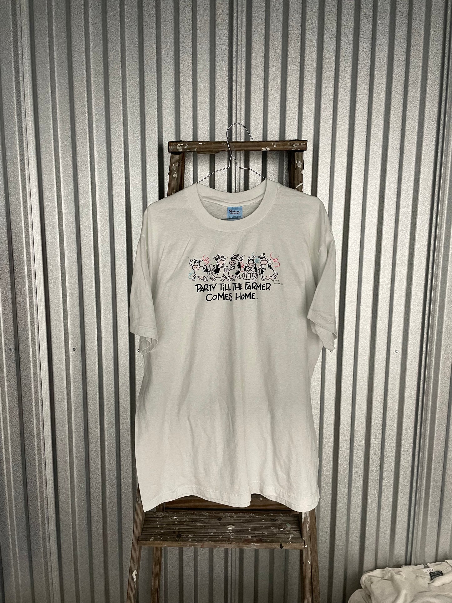 1990S "PARTY TIL THE FARMER COMES HOME" TEE XL