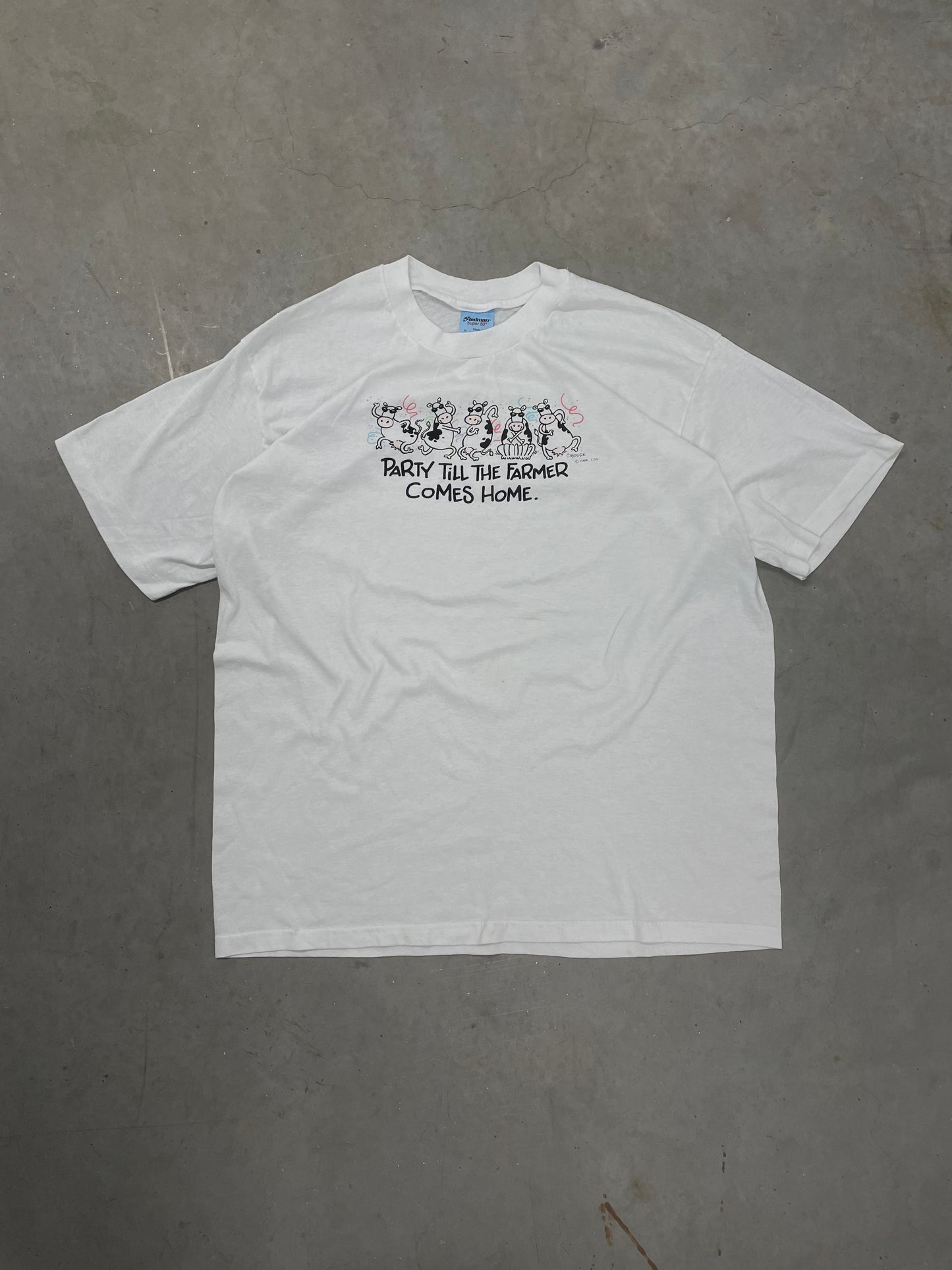 1990S "PARTY TIL THE FARMER COMES HOME" TEE XL