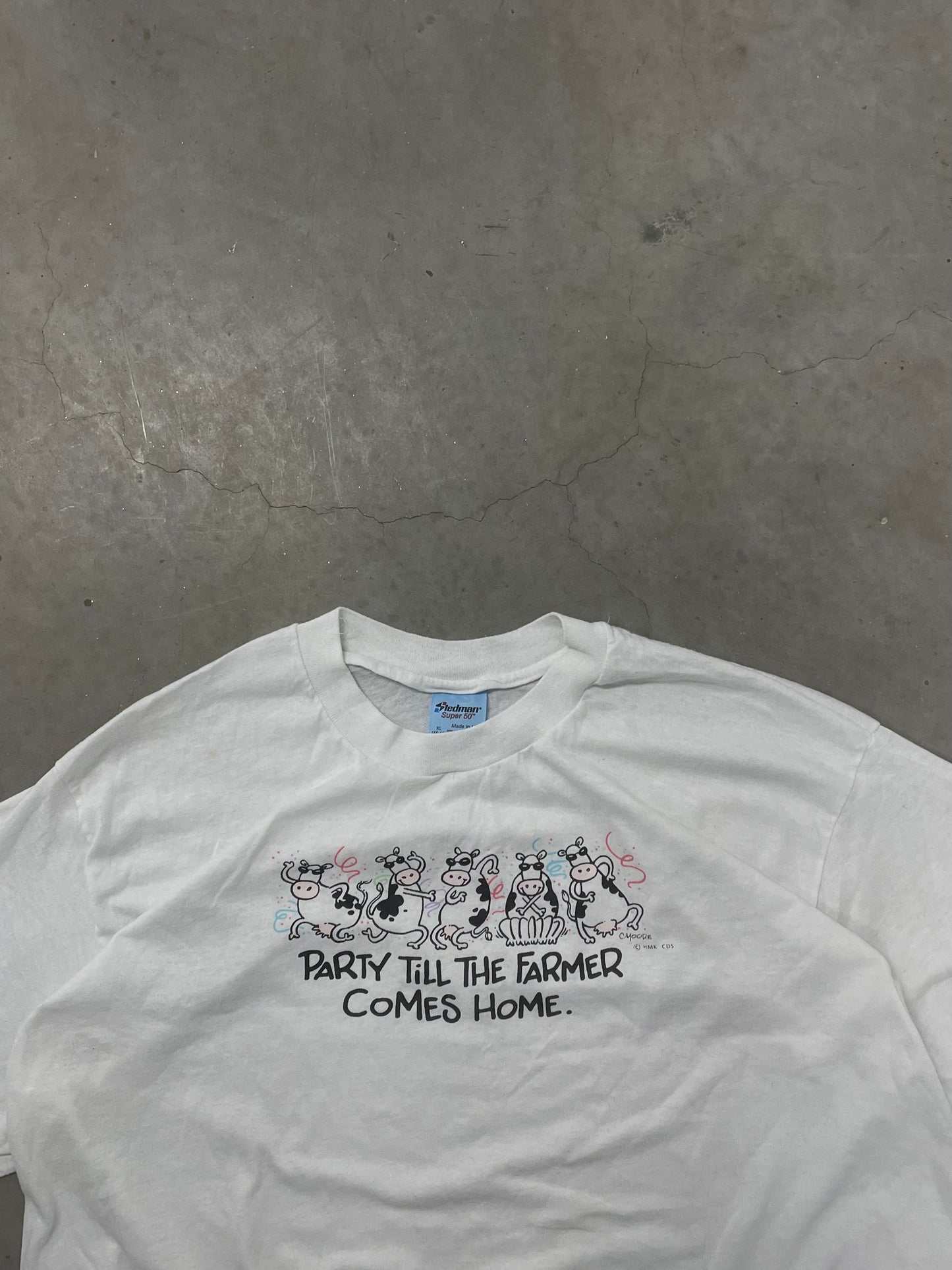 1990S "PARTY TIL THE FARMER COMES HOME" TEE XL